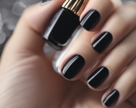 girl wearing black nail